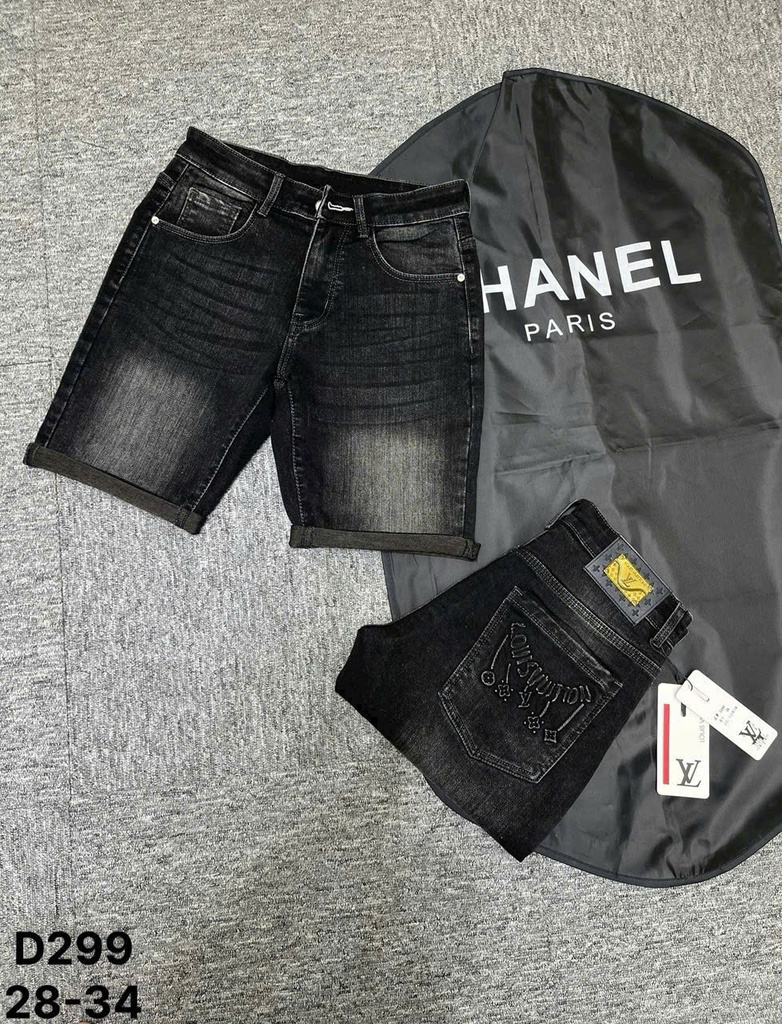 Quần jeans short LV đen D299