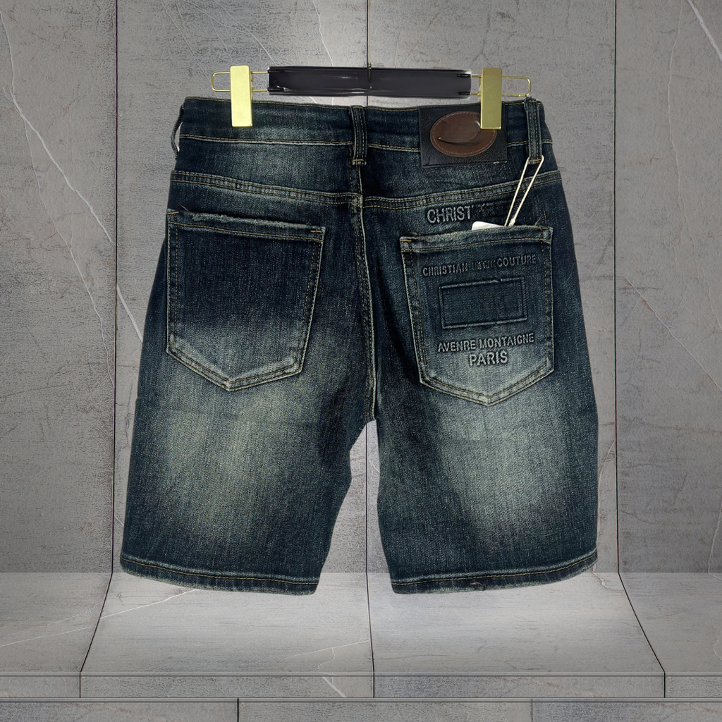 Quần Short Jean Nam Tối Màu Regular Fit Cá Tính - D500 