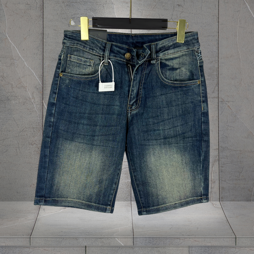 Quần Short Jean Nam Lưng Thêu Cách Điệu -TC050 | Form Chuẩn, Jean Co Giãn 