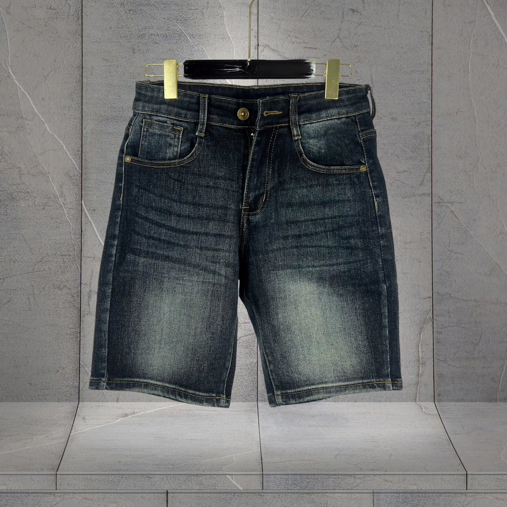 Quần Short Jean Nam Tối Màu Regular Fit Cá Tính - D500 